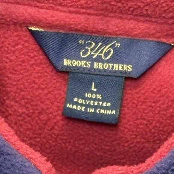Brooks Brothers Full-Zip Fleece Vest Mens Large Navy Red Color Block Pockets - Picture 4 of 8